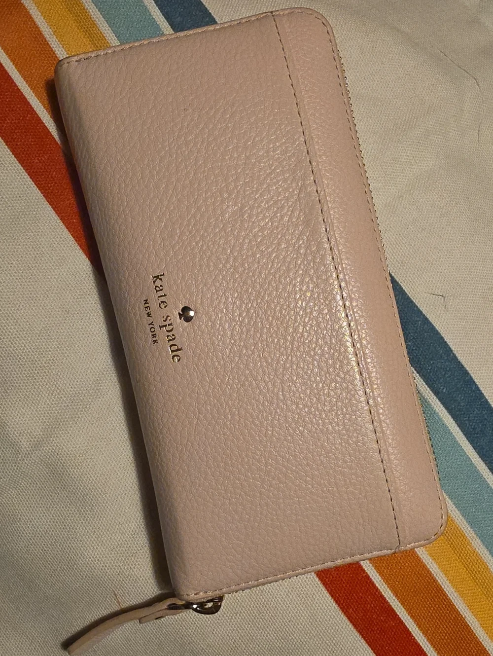 kate spade ♠️ Blush Pink Pebbled Zip Wallet